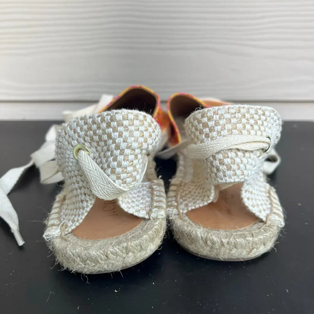 J. Crew Women's Printed Canvas Anke-Wrap Espadrilles Sz. 9 Style BH001 - Picture 2 of 13
